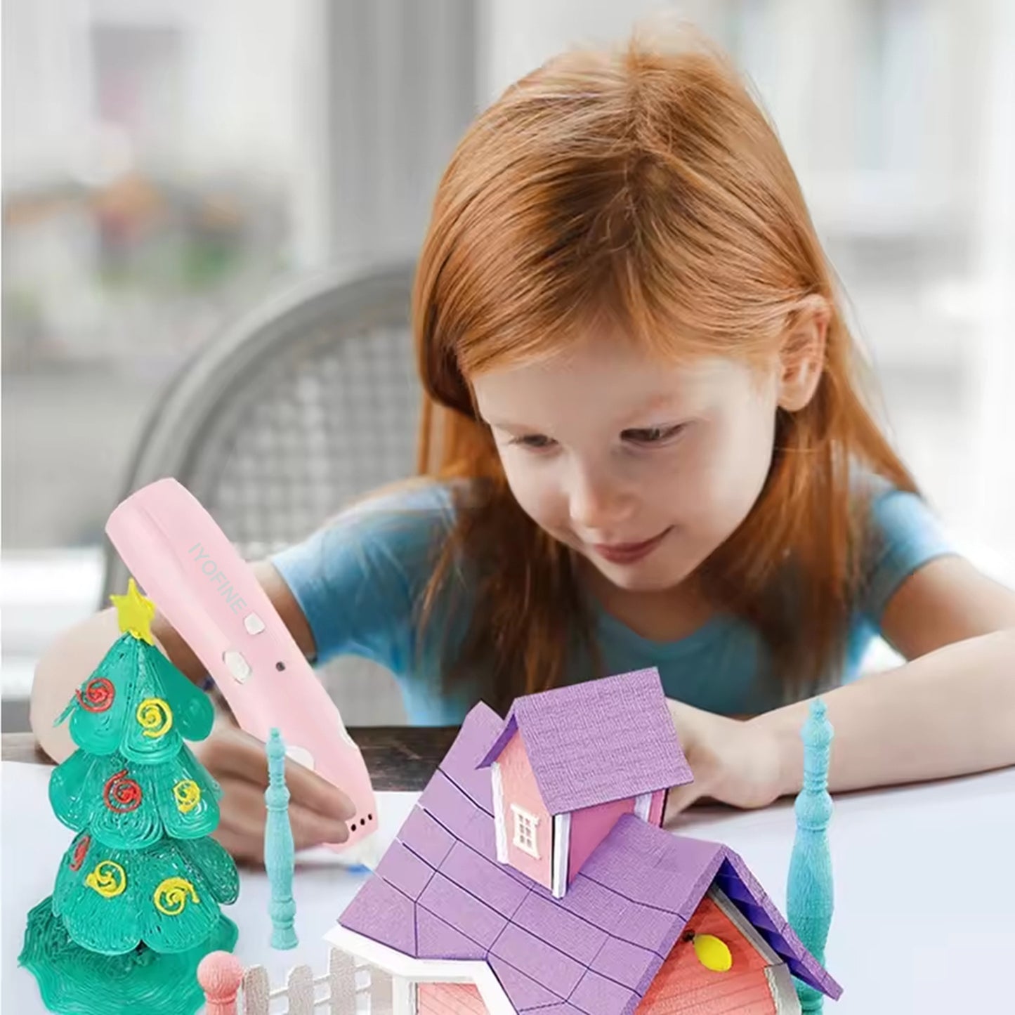 IYOFINE 3D Printing Pen DIY Drawing Paiting 3D Pen Set Low Temperature PCL Filament for Kids